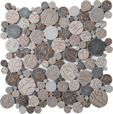 12"x12" Golden Oasis Mist Penny Mosaic