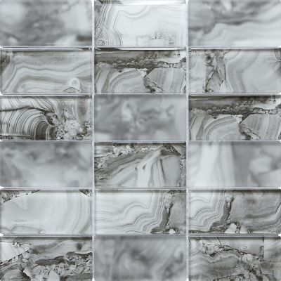 2"x4" (12"x12") Grey Glamour Onyx Glass Mosaic