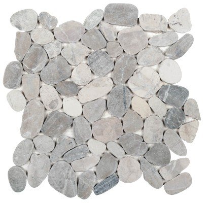 12"x12" Riverstone Sliced Matte Pebble Mosaic