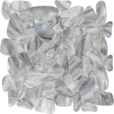 12"x12" Silver Shadow Matte Pebble Mosaic