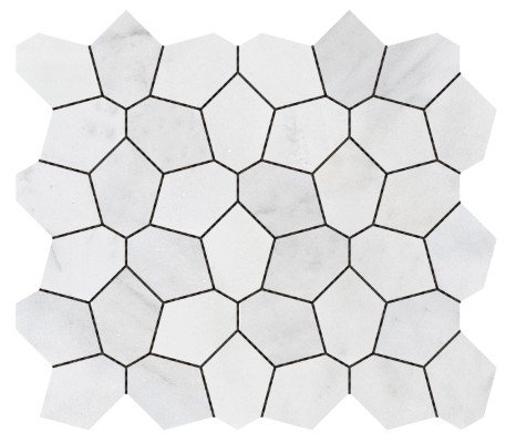 9.7"x11" Silver Mist Irregulare Hex Marble Mosaic