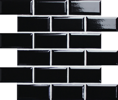 2"x4" (12"x12") Midnight Glazed Mini Subway Porcelain Mosaic