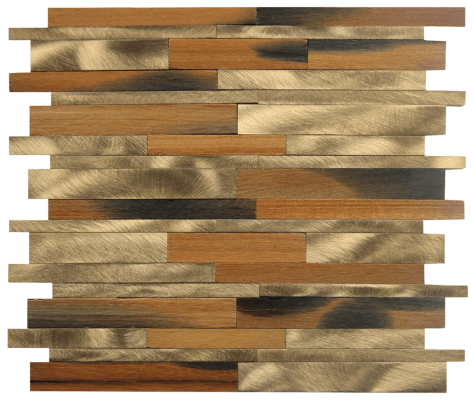 12"x12" Golden Retreat Wood and Aluminum Mix Mosaic