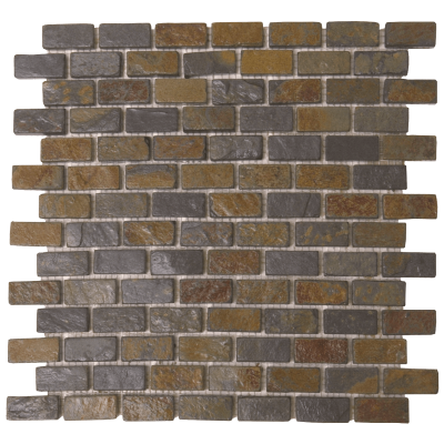 12"x12" Cocoa Stone Slate Brick Mosaic