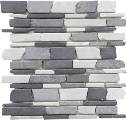 12"x12" Misty Grey Stacked Brick Marble Mosaic