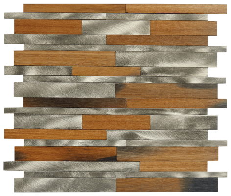 12"x12" Silver Lux Retreat Wood and Aluminum Mix Mosaic