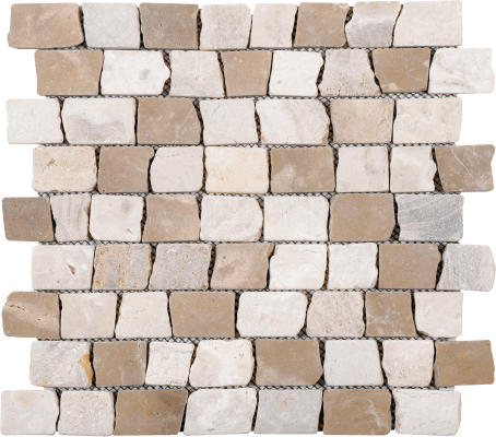 12"x12" Cocoa and Cream Cubic Marble Mosaic