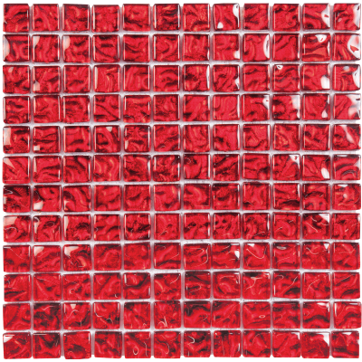 12"x12" All About Red Relief Glossy Glass Mosaic