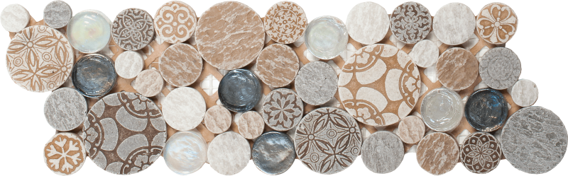 4"x12" Buttons of Charm Decorative Glass Mosaic