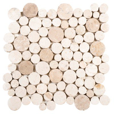 12"x12" Champagne Tranquility Round Mix Marble Mosaic