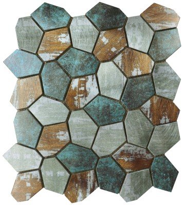 12"x12" Weathered Sea Mist Hex Aluminum Mosaic