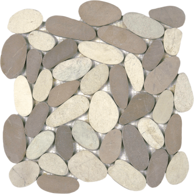 12"x12" Coastal Harmony Sliced Matte Pebble Mosaic