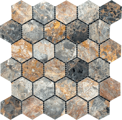 12"x12" Autumn Blend Hex Mosaic