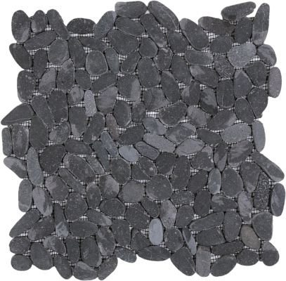 12"x12" Midnight Sliced Matte Pebble Mosaic