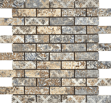 1"x3" (12"x12") Sand Dune Matte Brick Mosaic