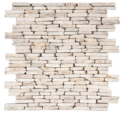12"x12" Ivory Whisper Stacked Brick Marble Mosaic