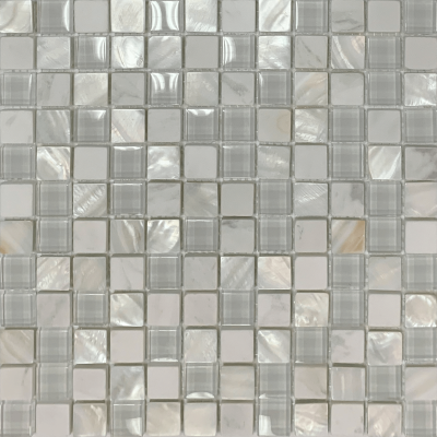 1"x1" (12"x12") Classic Clouds Mother of Pearl Glass and Marble Mosaic