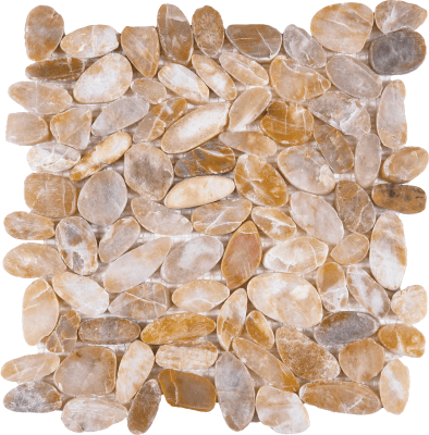 12"x12" Golden Sand Sliced Polished Pebble Mosaic
