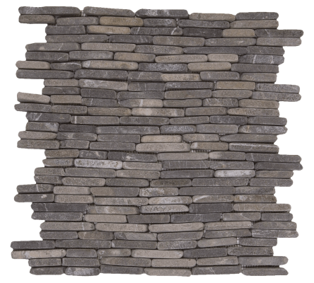 12"x12" Cloudy Grey Stacked Brick Marble Mosaic