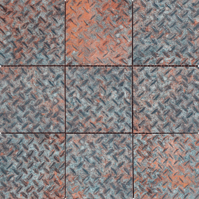 4"x4" (12"x12") Rusted Steel-Relief Glazed Ceramic Mosaic