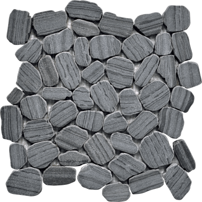 12"x12" Silver Mist Marble Pebble Mosaic