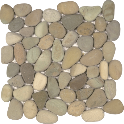 12"x12" Harbor Mist Rectified Matte Pebble Mosaic