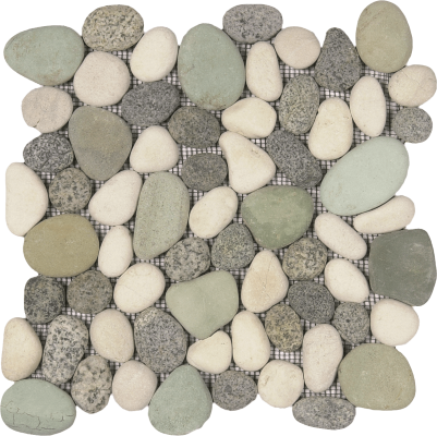12"x12" Storm Mist Rectified Matte Pebble Mosaic